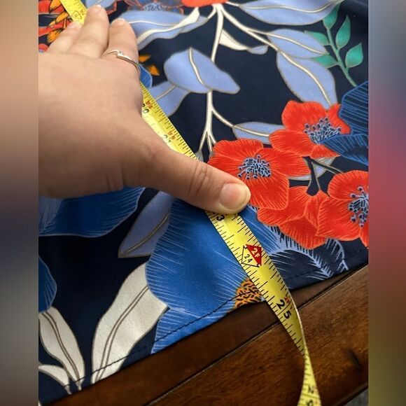 Status By Chenault Women'S Blue Floral Double Flounce Flutter Sleeve Top Small - Picture 9 of 15